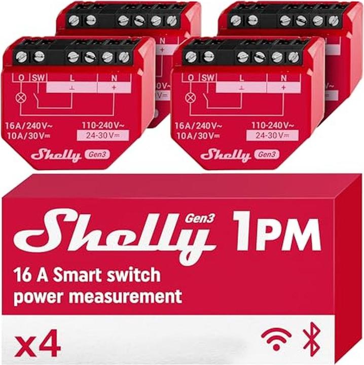 Produktbild Shelly 1PM Gen3 x4 (Schaltaktor)