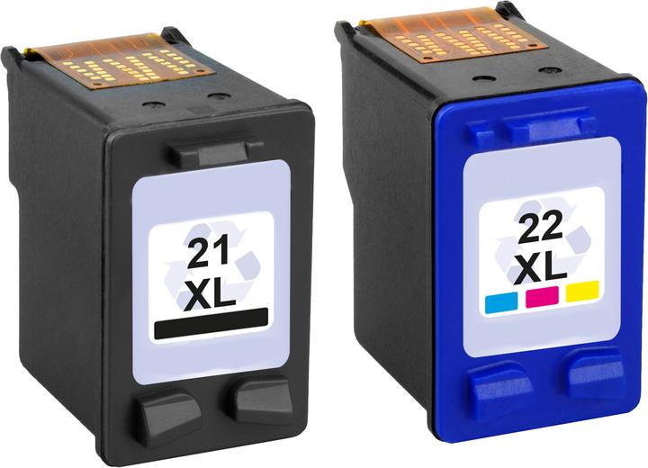 Plutoos HP 21 HP 22 Patronen XXL kompatibel, 2er Set BK+CL (CL, BK)