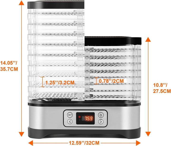 Actual product image Meykey Food Dehydrator with Timer, Temperature Settings, LED Display, 8 Adjustable Trays