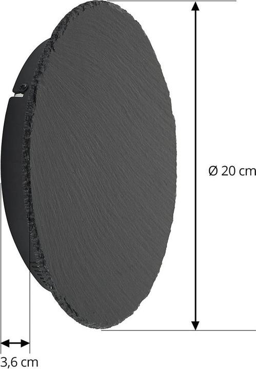 Produktbild Lindby Peetu LED-Wandleuchte, Schiefer, rund (1000 lm)