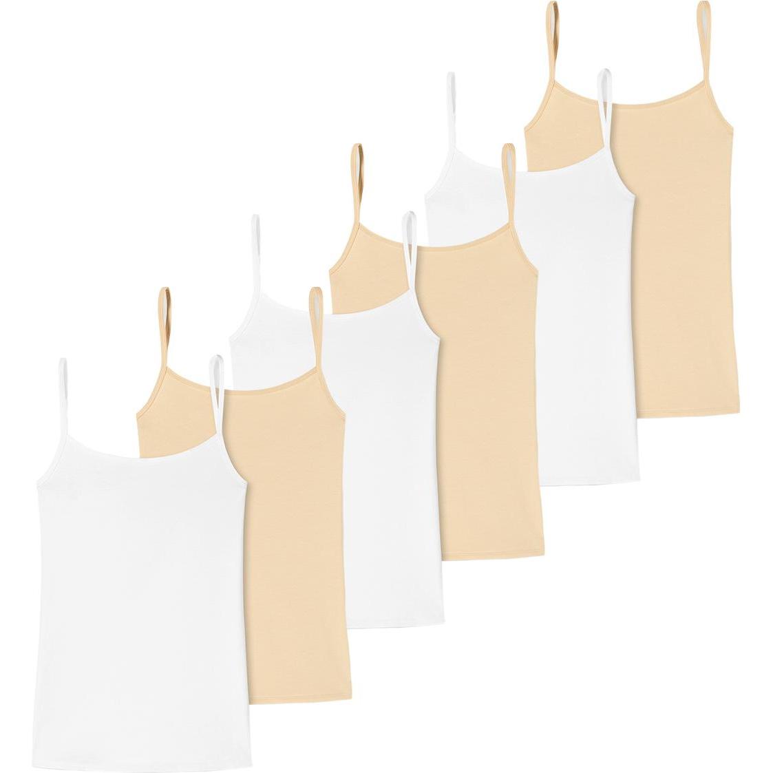 Uncover by Schiesser, Damen, Shirt, 6er Pack Cotton Spaghetti Top, Mehrfarbig, (M)