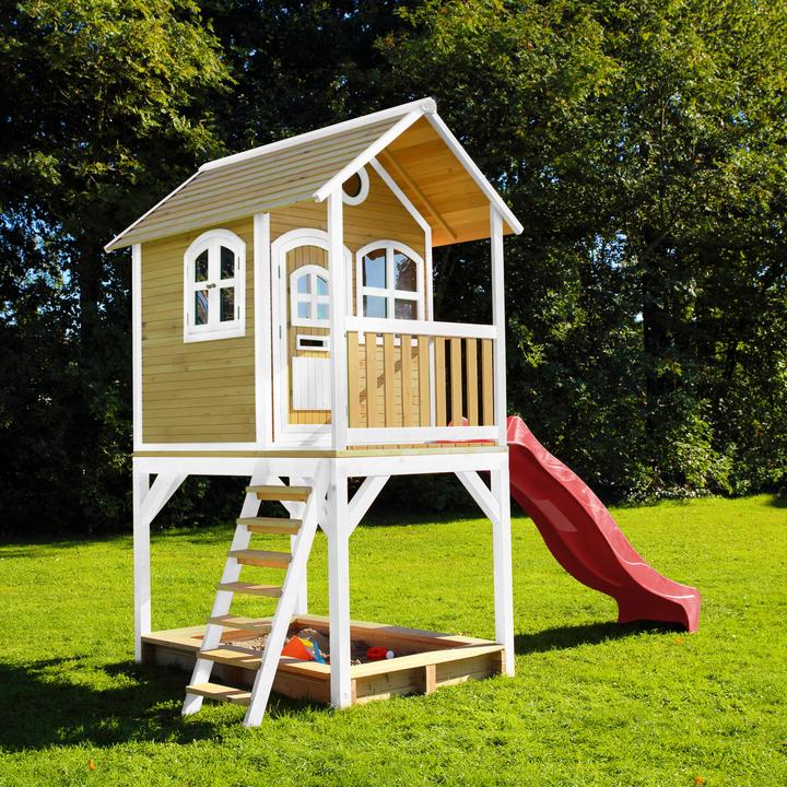 Produktbild Axi Sarah Spielhaus Braun/weiss mit Rote Rutsche