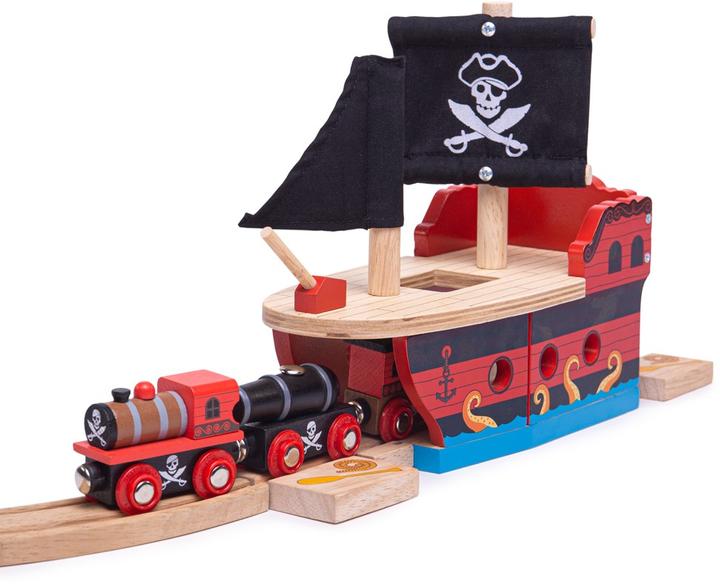 Produktbild Bigjigs Hölzerne Schienen-Piratenschiff