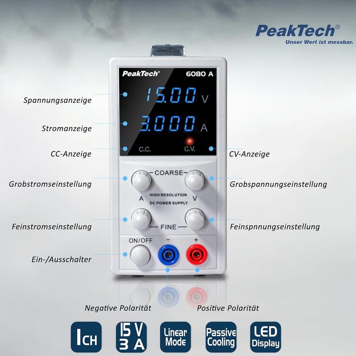 Actual product image Peaktech P 6080 A Linear laboratory power supply unit