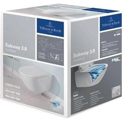 Thumbnail - Villeroy & Boch, Toilette + Bidet, V&B Combipack SUBWAY 3.0 m WWC ti. TwistFlush und WC-Sitz weiss C+