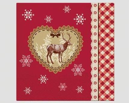 Actual product image Jean Products Napkins 20, 3-ply 33x33cm 'Heart with moose' (20 x, 33 x 33 cm)