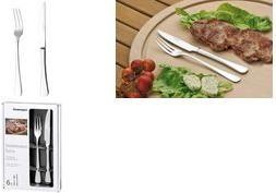 Produktbild Esmeyer Pizzabesteck/Steakbesteck "SYLVIA", 12-teilig poliert, bestehend aus je 6 Steakgabeln und Steakmesse (12 Stück, Messer)