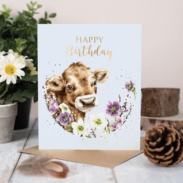 Produktbild Wrendale Design Geburtstagskarte - Kuh HAPPY BIRTHDAY Wrendale Designs (1 Stk.)