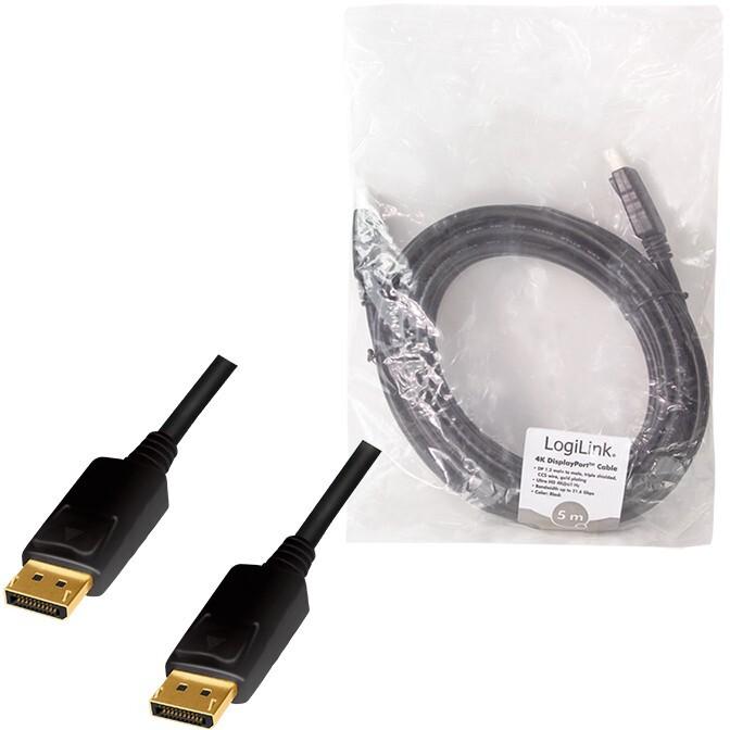 Image du produit LogiLink CD0103 Câble DisplayPort DP/M vers DP/M, 4K/60Hz, CCS, noir, 5m (5 m)