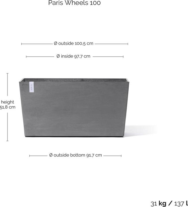 Produktbild Ecopots Paris Wheels (39.60 cm)