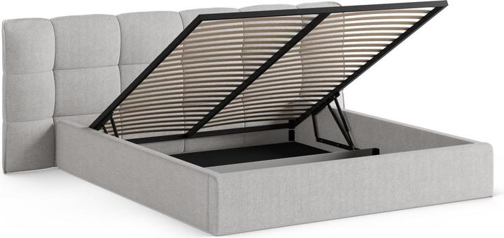 Actual product image Micadoni Boucle Storage Bed with Headboard, "Eric", Light Grey, 225x270x104 Made in Europe (180 x 200 cm)