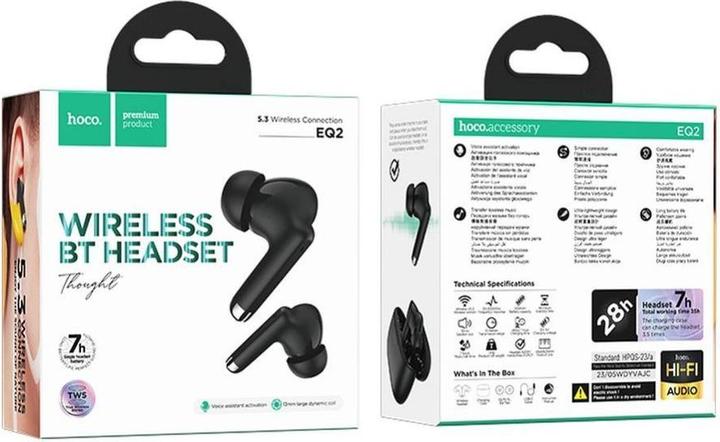 Actual product image Hoco Wireless headphones EQ2 black (ANC, 7 h, Wireless)