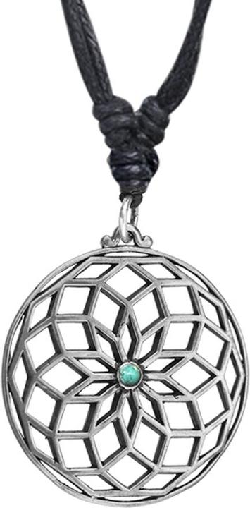 Produktbild Star Piercing Halskette schwarz Anhänger silber Lotusblume mit Türkis Stein (Messing, Mineralisch)