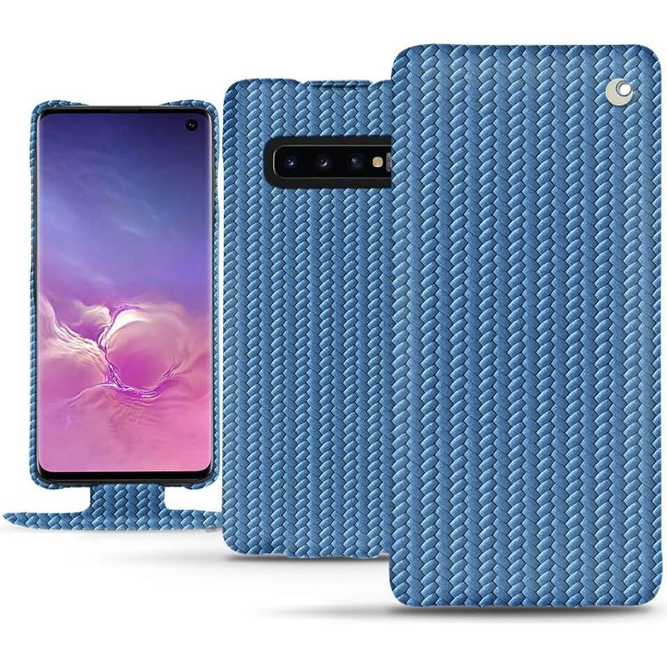 Noreve Lederschutzhülle vertikal (Samsung Galaxy S10), Smartphone Hülle, Blau