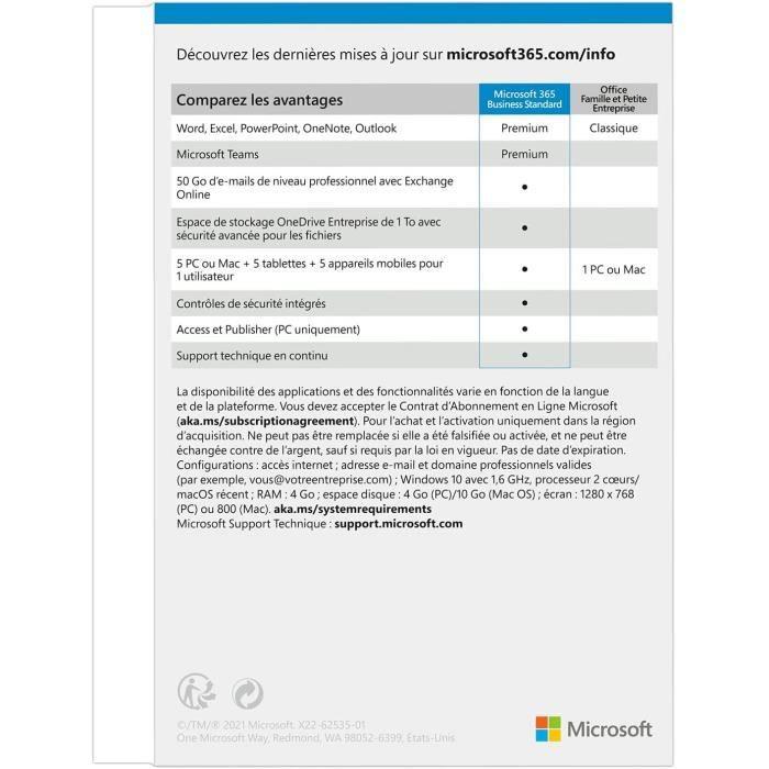 Actual product image Microsoft 365 Business Standard (French) (1 User, 12 months)