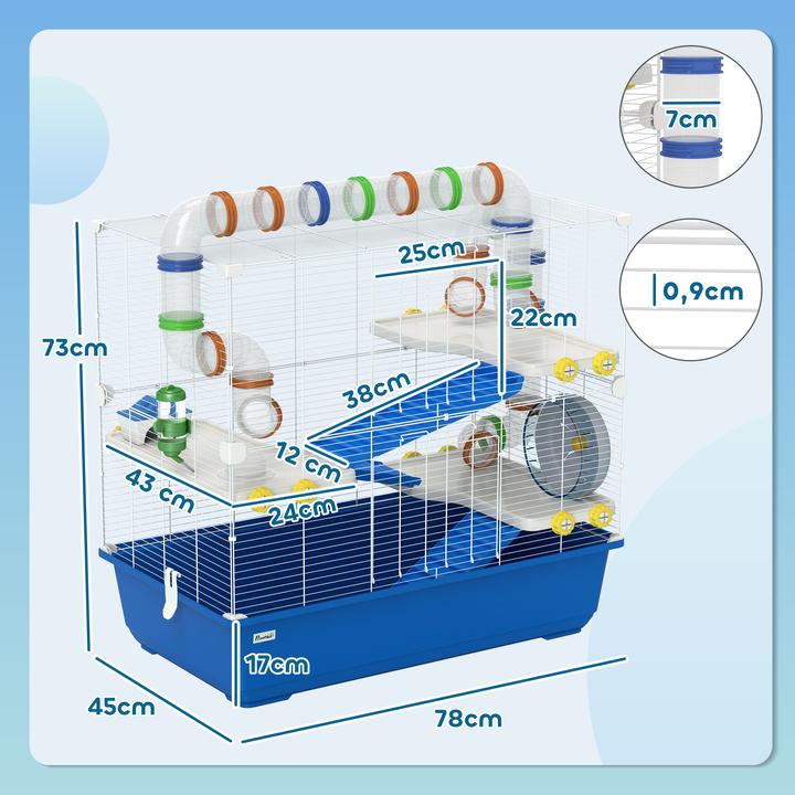 Immagine prodotto PawHut Zwerghamster-Käfig Metall, Kunststoff Blau