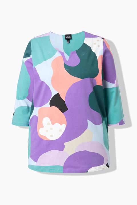 Actual product image Ulla Popken Pastel Clouds Split Neck Tee (50, 52)