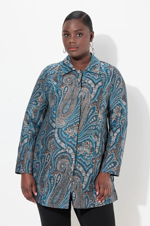 Immagine prodotto Ulla Popken Giacca in jacquard con effetto metallizzato e collo da camicia (60)