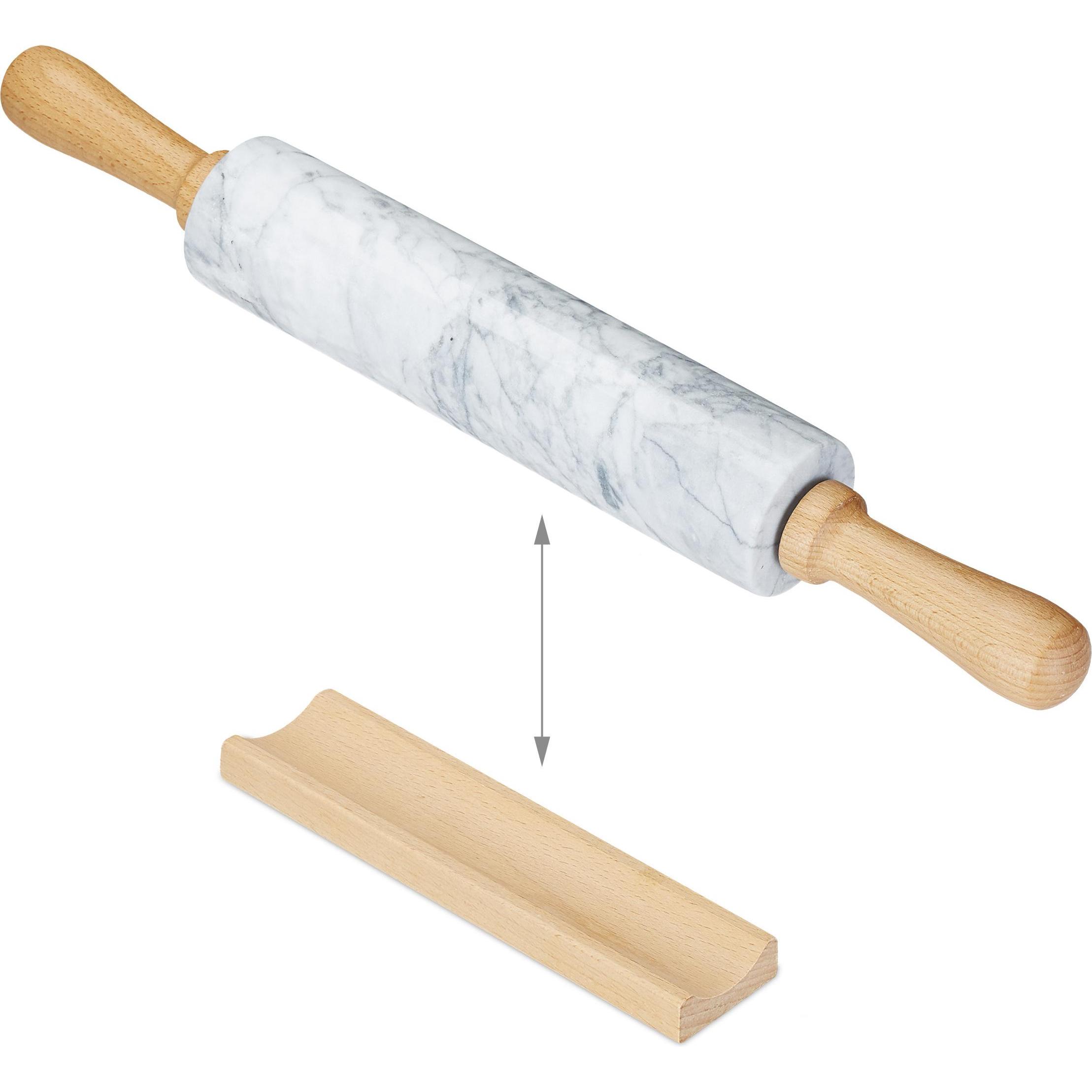 Relaxdays Nudelholz, Wallholz, Braun, Weiss
