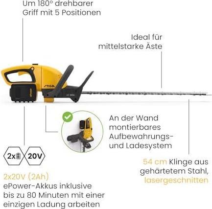 Produktbild Stiga HT 300e Akku Heckenschere inkl. 2. Akku, inkl. Ladegerät 0.4kW 40V Li-Ion 540mm (Akkubetrieb)