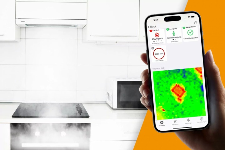 Immagine prodotto Kentix MultiSensor KMS-TI-90-B-BLE mit Ethernet (PoE) und Thermal Image (90° Optik), schwarz