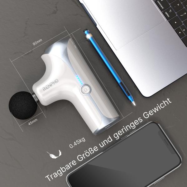 Actual product image Renpho MINI Massage Gun- White (4 Steps, 240 min)