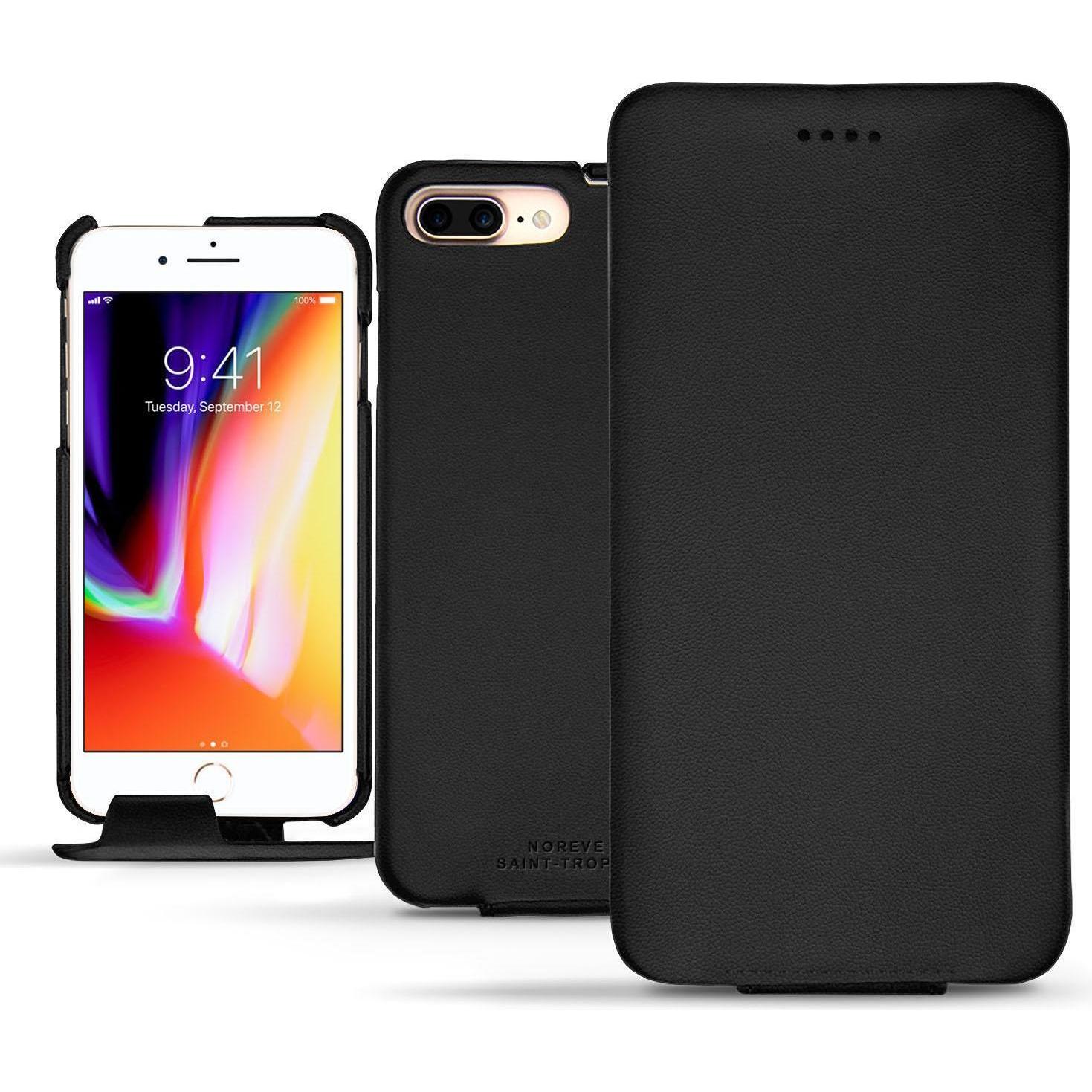 Noreve Lederschutzhülle vertikal (Apple iPhone 8 Plus), Smartphone Hülle, Schwarz