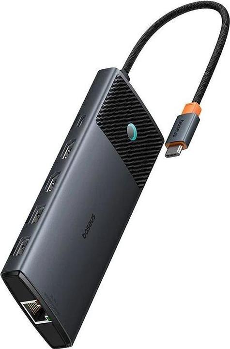 Actual product image Baseus Metal Gleam II Serie 10-in-1 USB-C HUB Docking Station Cosmic Schwarz (USB-C, 10 ports)
