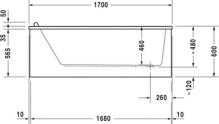 Immagine prodotto Duravit Vasca rettangolare STARCK 1 inclinazione posteriore 1700x700mm bianco (230 l, 170 cm, 70 cm)