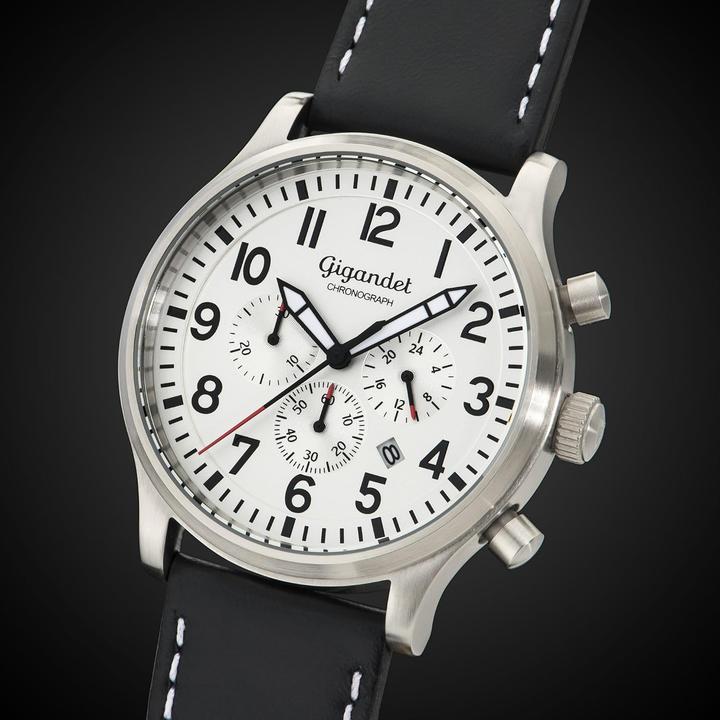 Image du produit Gigandet Chronographe analogique japonais avec bracelet cuir et étanchéité 100 m (Chronographe, Montre analogique)