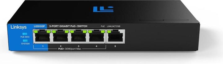 Actual product image Linksys | LGS105P-KE | Unmanaged Switch | 5x Port | 1Gbit/s | 60W PoE (5 ports)
