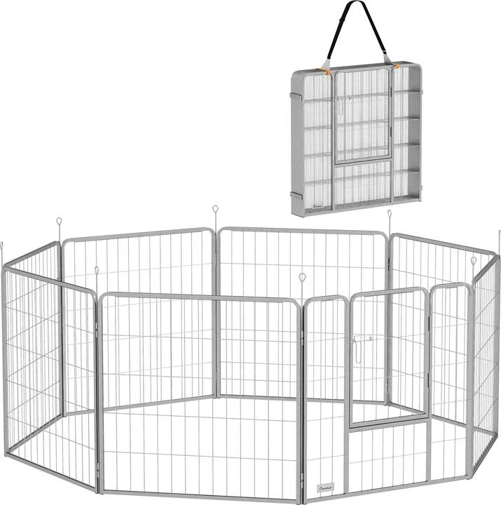 PawHut Welpenauslauf Stahl Silber