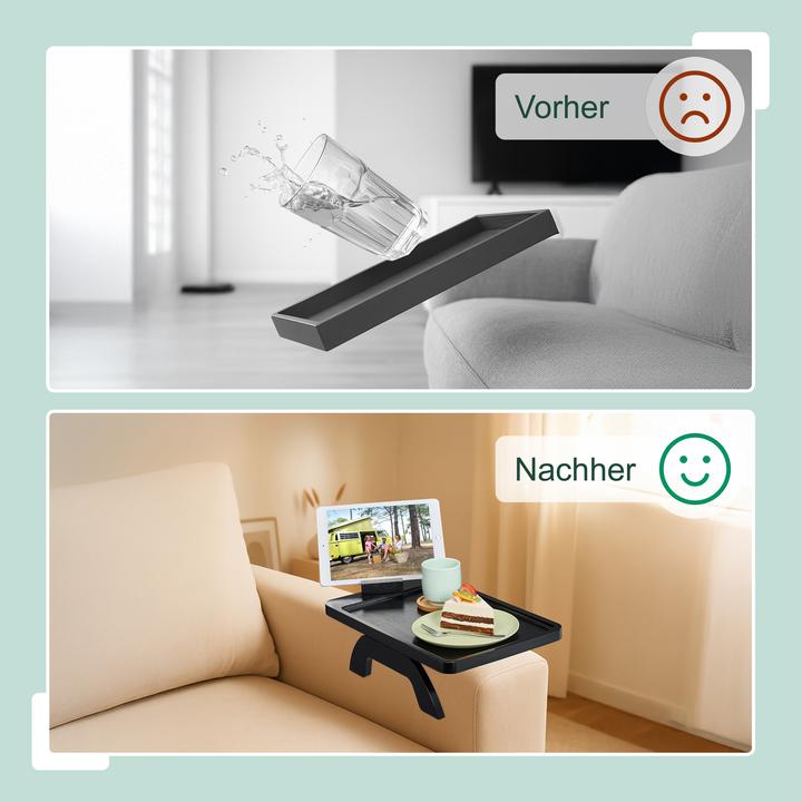 Actual product image Relaxdays Sofatablett für Armlehne schwarz