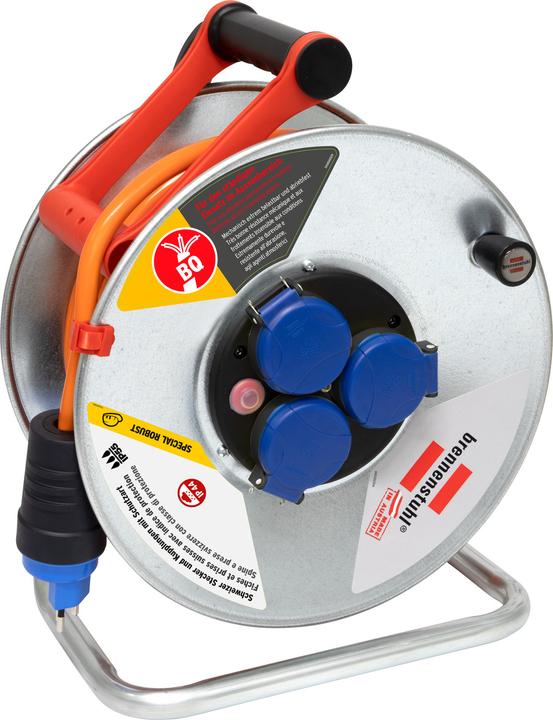 Image du produit Brennenstuhl Tambour de câble SK Garant 290 IP44, 33m H07BQ-F 3G1,5 orange, prise T12/10A (IP55), 3-fold plug-in (33 m, 1.50 mm²² mm)
