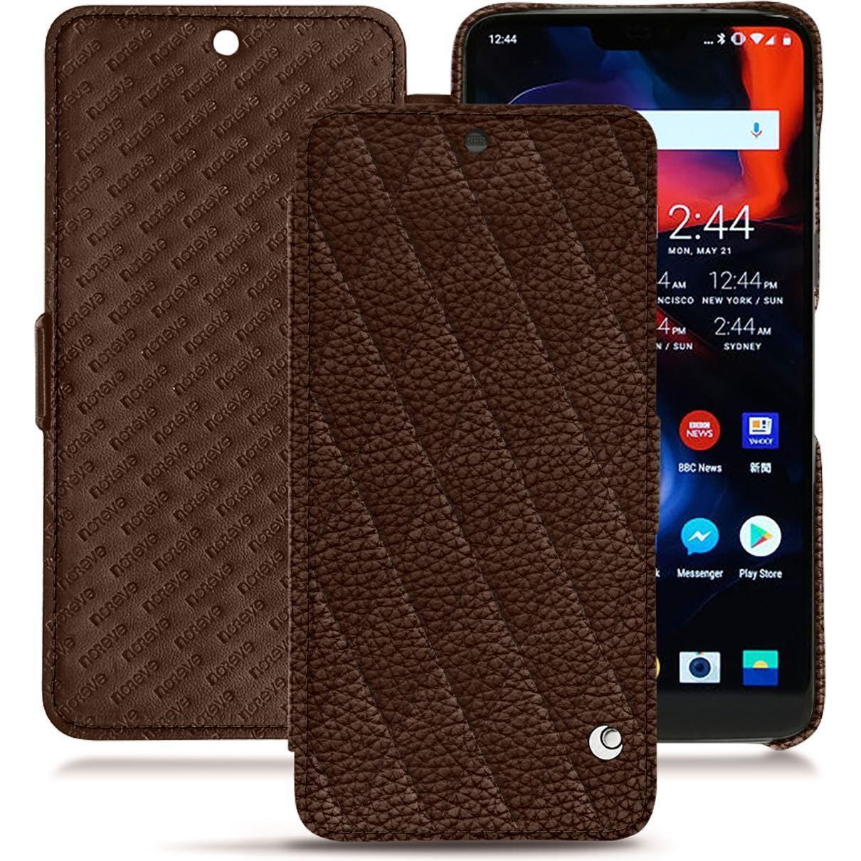 Noreve Lederschutzhülle horizontal (OnePlus 6), Smartphone Hülle, Braun