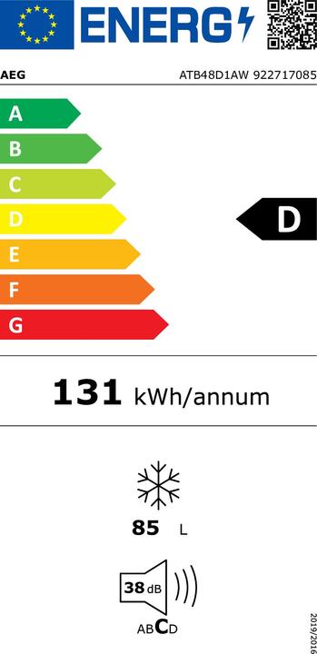 Label énergétique AEG ATB48D1AW (Autonome, 85 l)