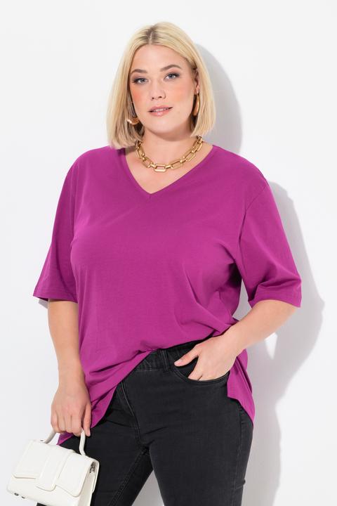 Actual product image Ulla Popken Basic V-Neck Relaxed Fit Short Sleeve Tee (62)