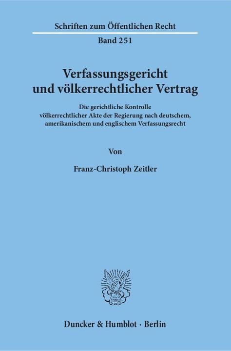 Produktbild Verfassungsgericht und völkerrechtlicher Vertrag (Deutsch, Franz-Christoph Zeitler, 1974)