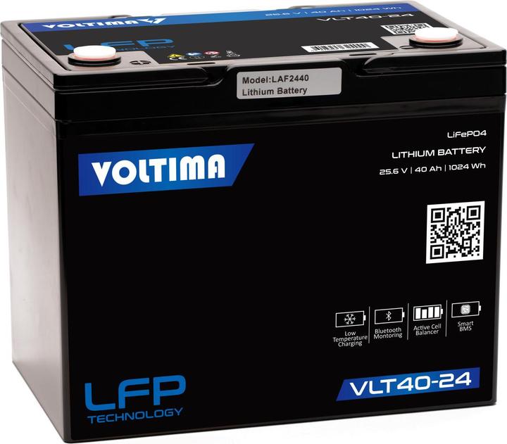 Immagine prodotto Voltima VLT40 24V LiFePO4 Lithium Versorgungsbatterie 40Ah mit App (24 V, 40 Ah)