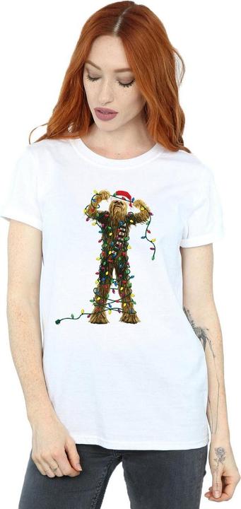 Actual product image Star Wars Womens/Ladies Chewbacca Christmas Lights Cotton Boyfriend T-Shirt (XXL)
