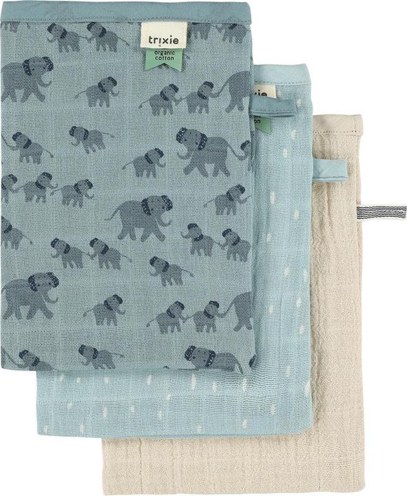 Trixie Baby Gauze wash mitts set of 3 elephant (MQ3)