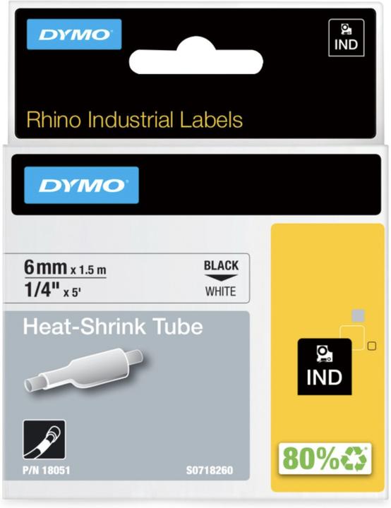 Produktbild Dymo Rhino Heissschrumpfschlauch (0.60 cm, Weiss)