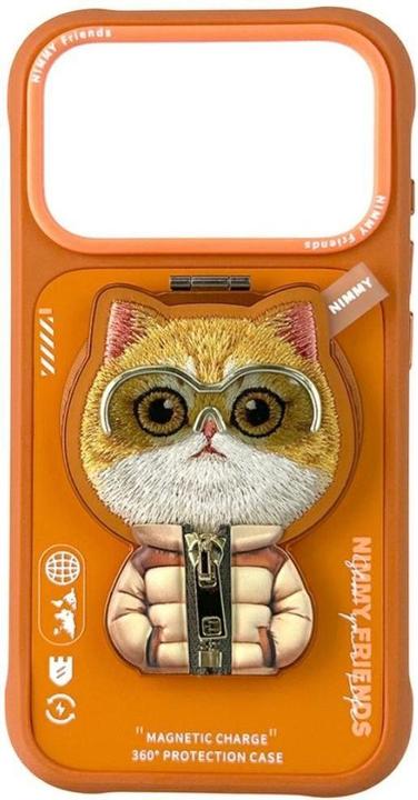 Immagine prodotto Etuui Custodia Nimmy Cool&Cute 2.0 Cat per iPhone 17 Pro Max con pendente magnetico arancione (Apple iPhone 17 Pro Max)