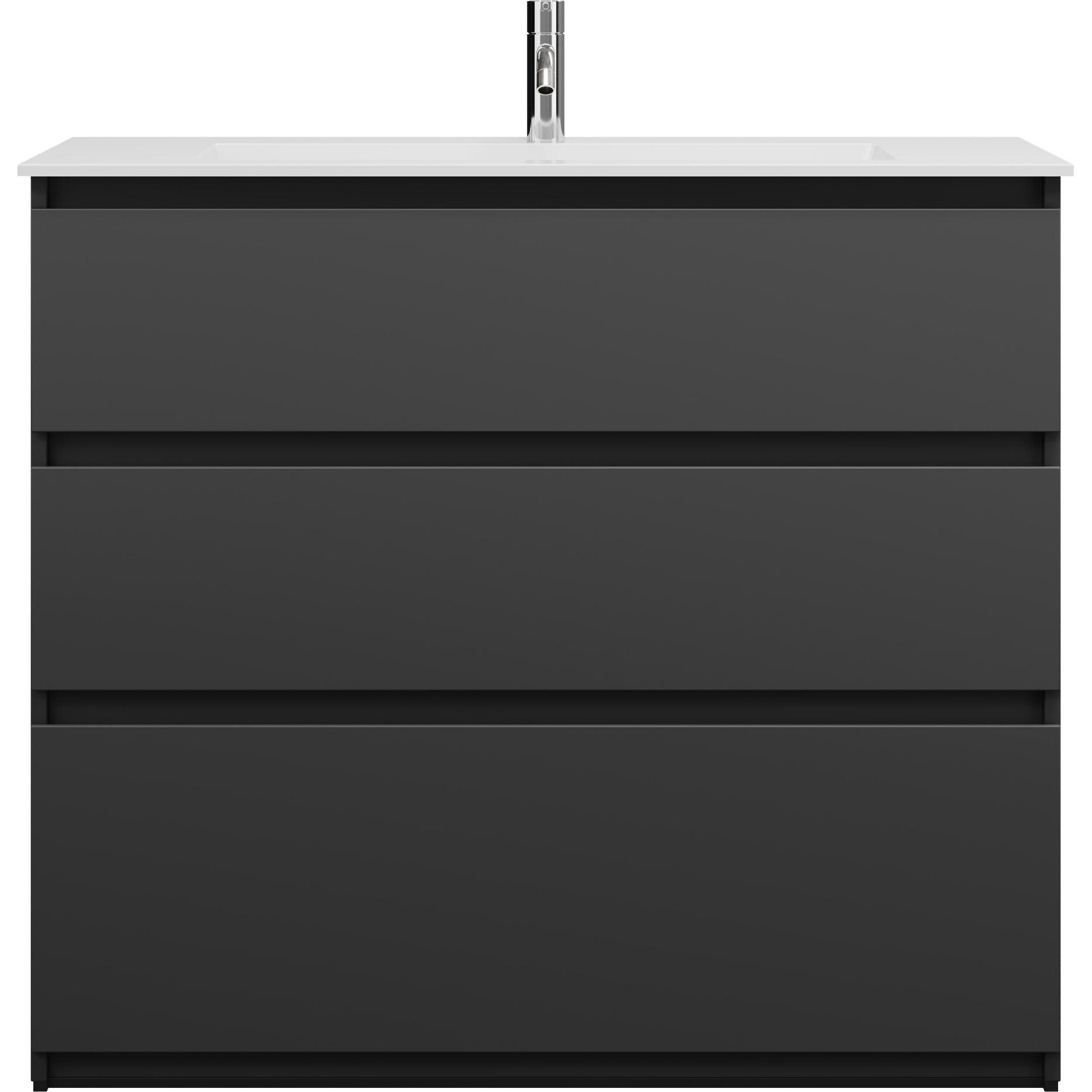 burgbad, Badmöbelset, Lin20 Mineralguss-Waschtisch Farbe Weiss Matt inklusive Waschtischunterschrank Tiefe 495mm 3