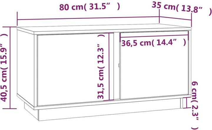 Produktbild VidaXL TV-Schrank Grau 80x35x40,5 cm Massivholz Kiefer,Farbe (80 x 35 x 40.5 cm)