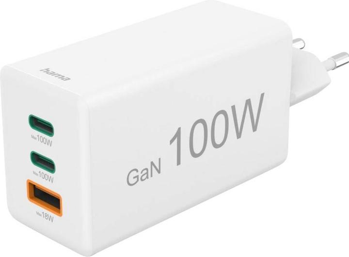 Hama GaN quick charger, 2x USB-C PD, 1x USB-A Q (100 W)