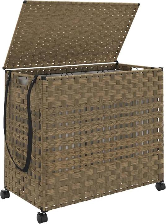 Produktbild VidaXL Wäschekorb mit Rollen 66x35x60 cm Rattan,Material: Rattan
