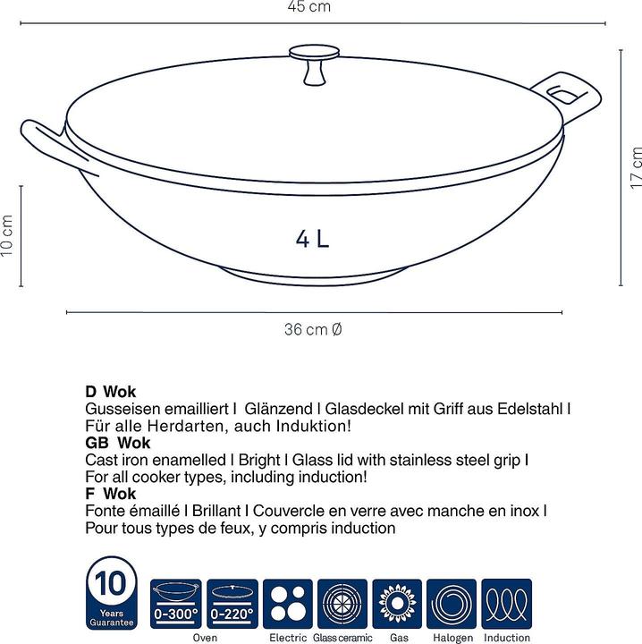 Produktbild Kela Wok Calido (36 cm, Wok Pfanne, Gusseisen)