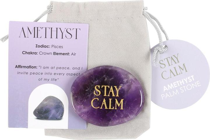 Actual product image Something Different Stay Calm Amethyst Palm Stone