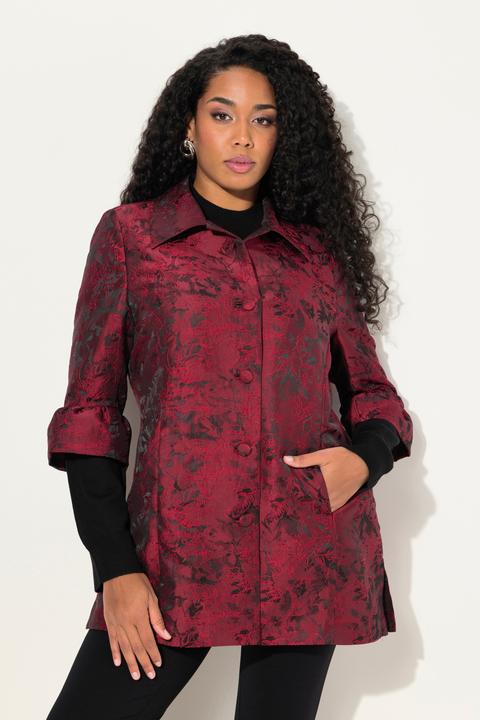 Immagine prodotto Ulla Popken Giacca in jacquard con taffetà, collo da camicia e maniche con volant (58)